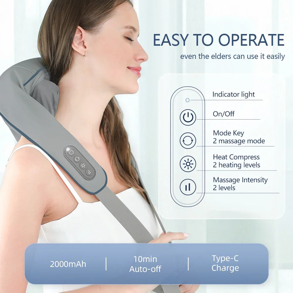 Electric Neck And Back Massager Wireless Neck And Shoulder